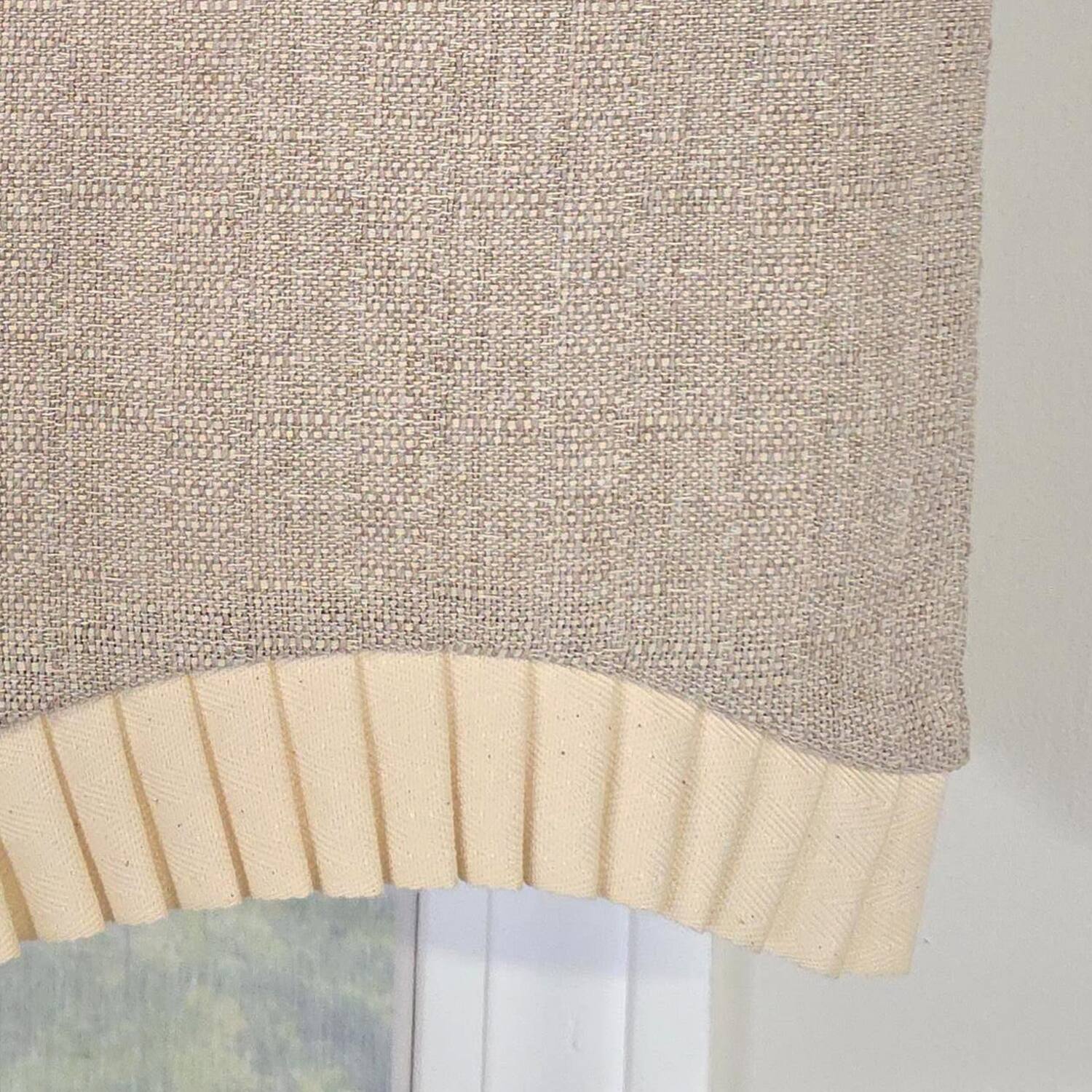 Back. RLF Home - RLF Home Denton Ruffled Provance Window Valance 100% Cotton Lined Rod Pocket 50" x 17" Beige - Beige.