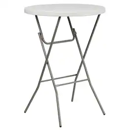 Alamont Home - Kathryn 2.63-Foot Round Plastic Bar Height Folding Event Table - Granite White