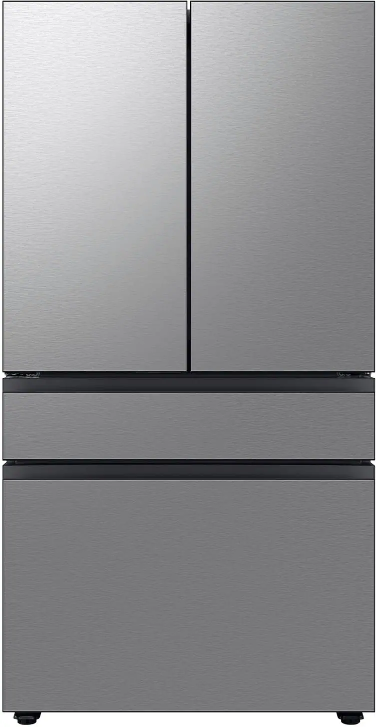 Front. Samsung - Bespoke 29 cu. ft. 4-Door French Door Refrigerator with Inner Beverage Center - Stainless Steel.