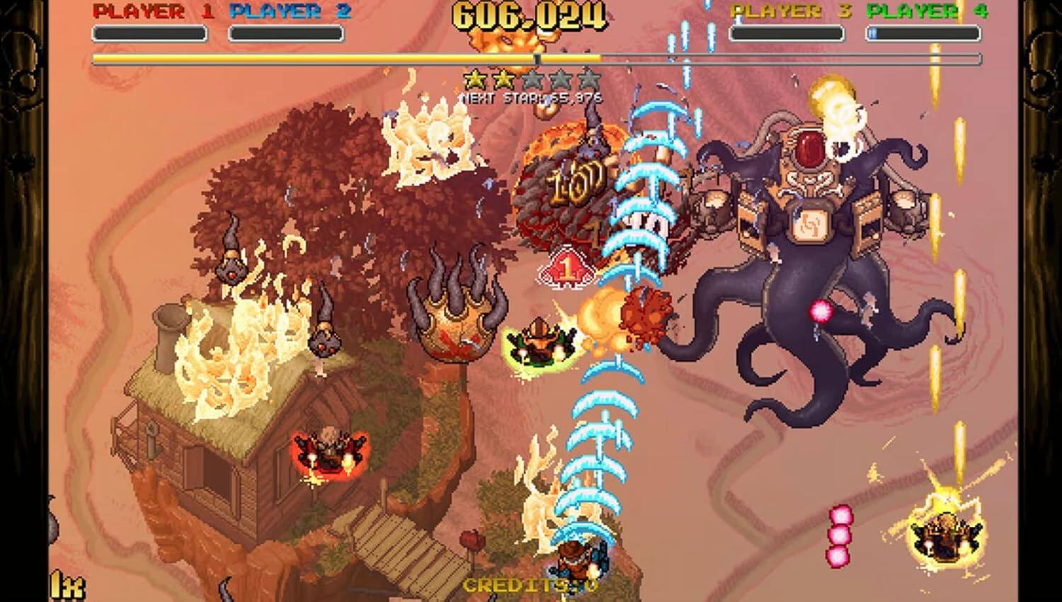 PLAYER 1 PLAYER 2  
606,024  
PLAYER 3 PLAYER 4  

NEXT STAGE  
CREDIT: 1x  

CREDITS: