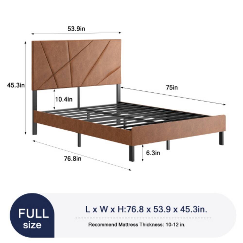 FULL size  
L x W x H: 76.8 x 53.9 x 45.3in  
Recommend Mattress Thickness: 10-12 in.