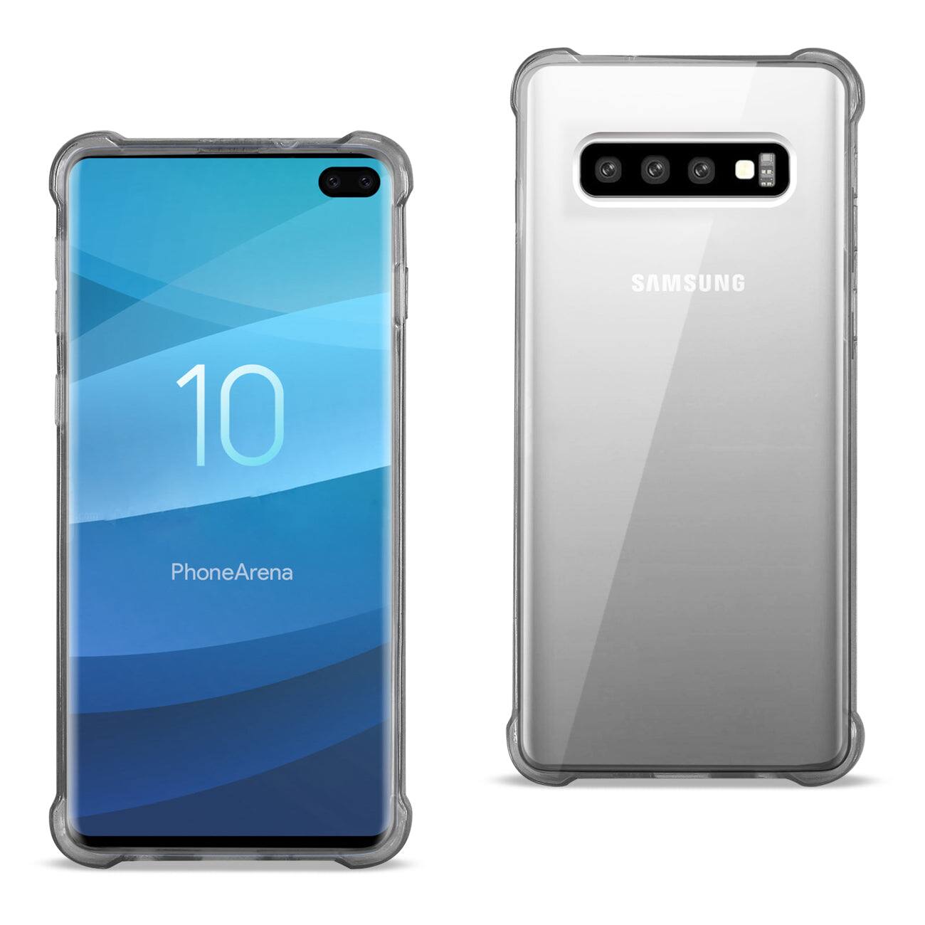 Reiko - Samsung Galaxy S10 Plus Clear Bumper Case With Air Cushion Protection In Clear - Black