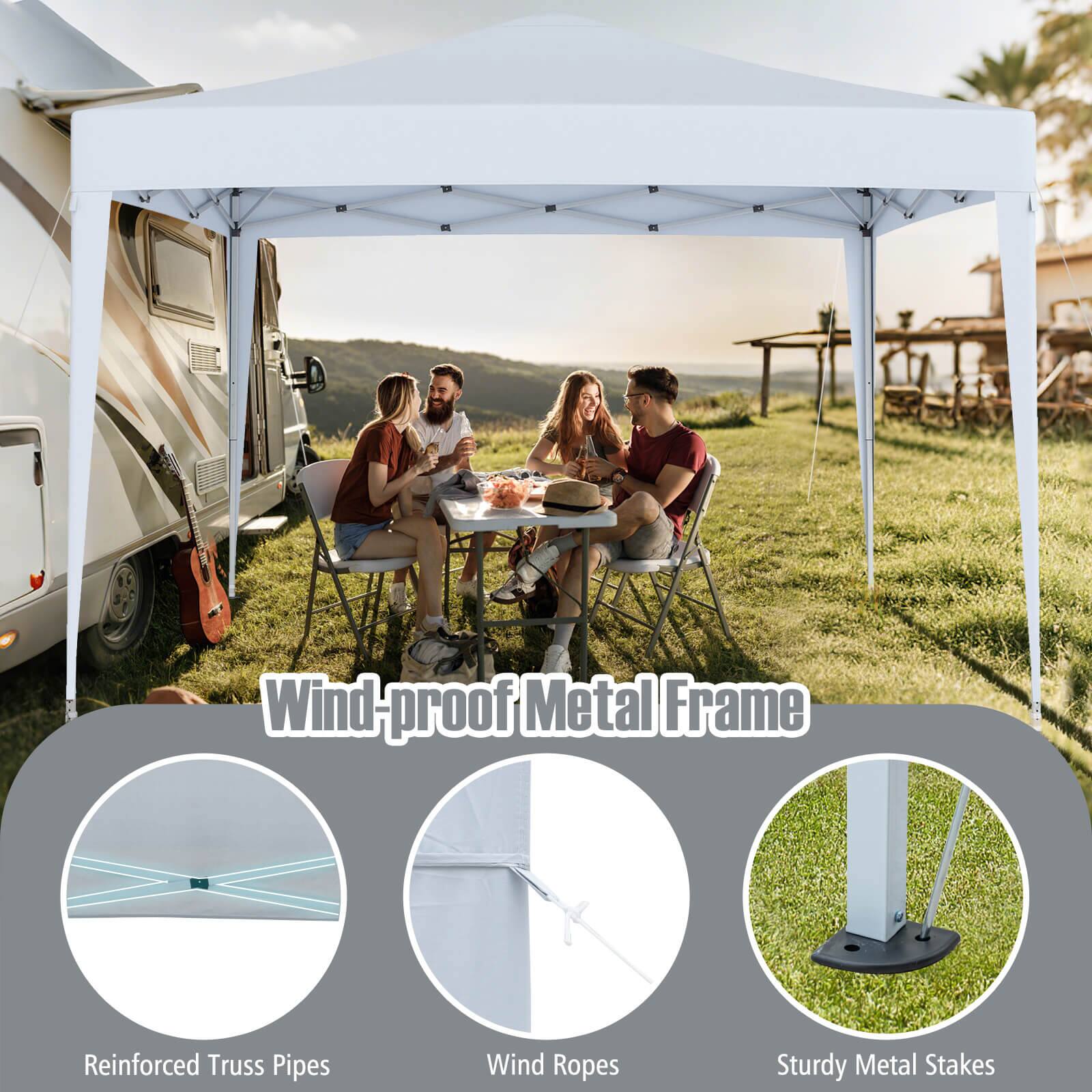 Wind-proof Metal Frame  
Reinforced Truss Pipes  
Wind Ropes  
Sturdy Metal Stakes