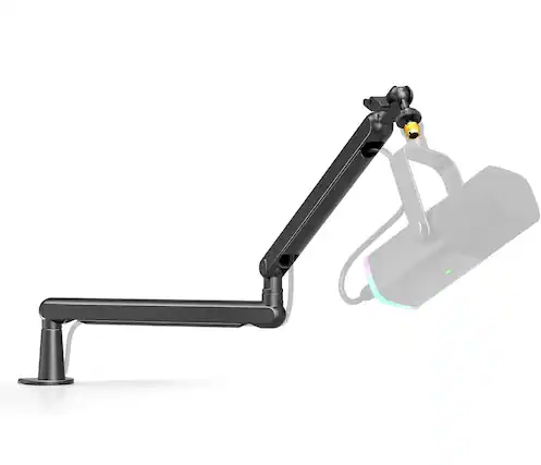 Front. FINEAK - Adjustable Low Profile Microphone Boom Arm for Streaming & Gaming-Black - Black.
