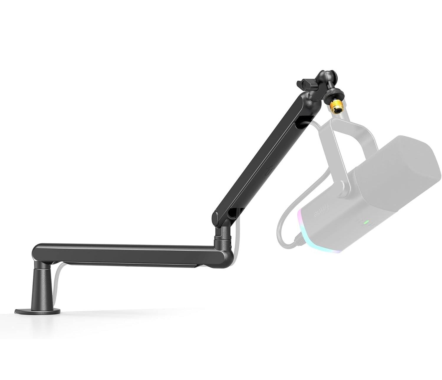 Front. FINEAK - Adjustable Low Profile Microphone Boom Arm for Streaming & Gaming-Black - Black.