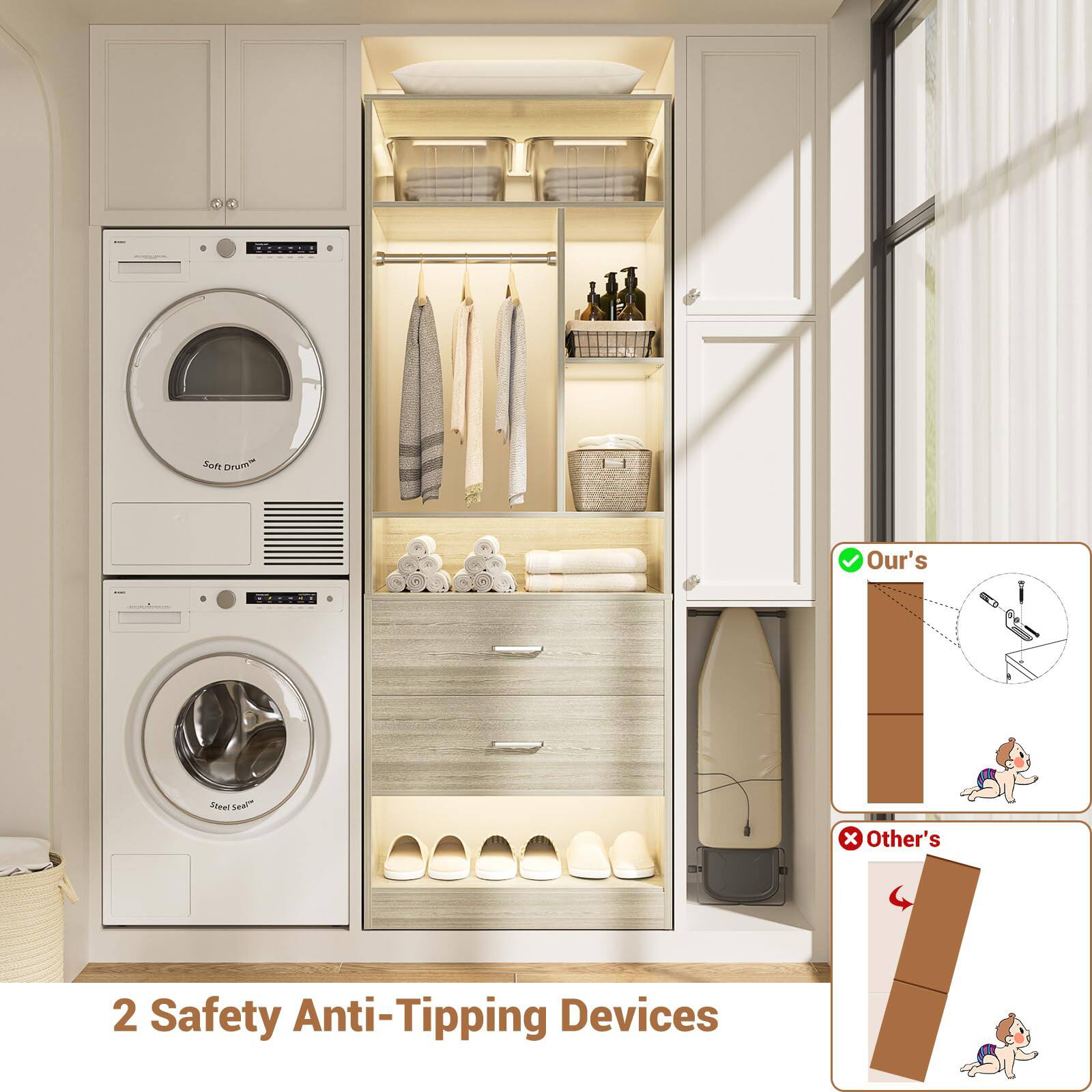 For Drum" Our's Steel Seat x Other's 2 Safety Anti-Tipping Devices