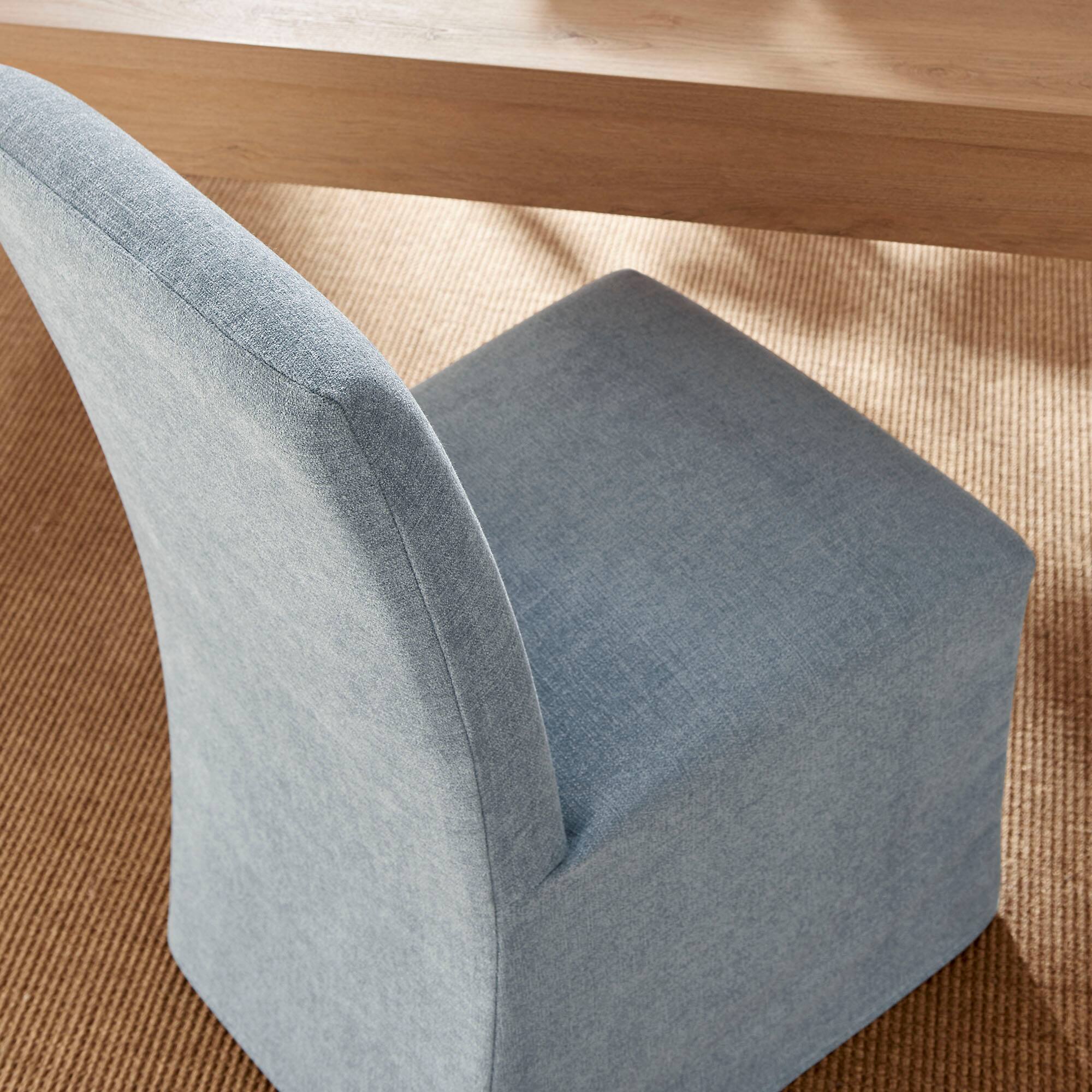 Alt View 1. Modway - Aster Slub Weave Fabric Slipcovered Dining Chairs Set of 2 by Modway - Sky.