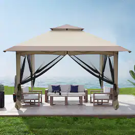 Winado - 12' x 12' Outdoor Patio Gazebo Canopy Garden Roof Steel Frame for Party Sunshade Double Top Folding Canopy