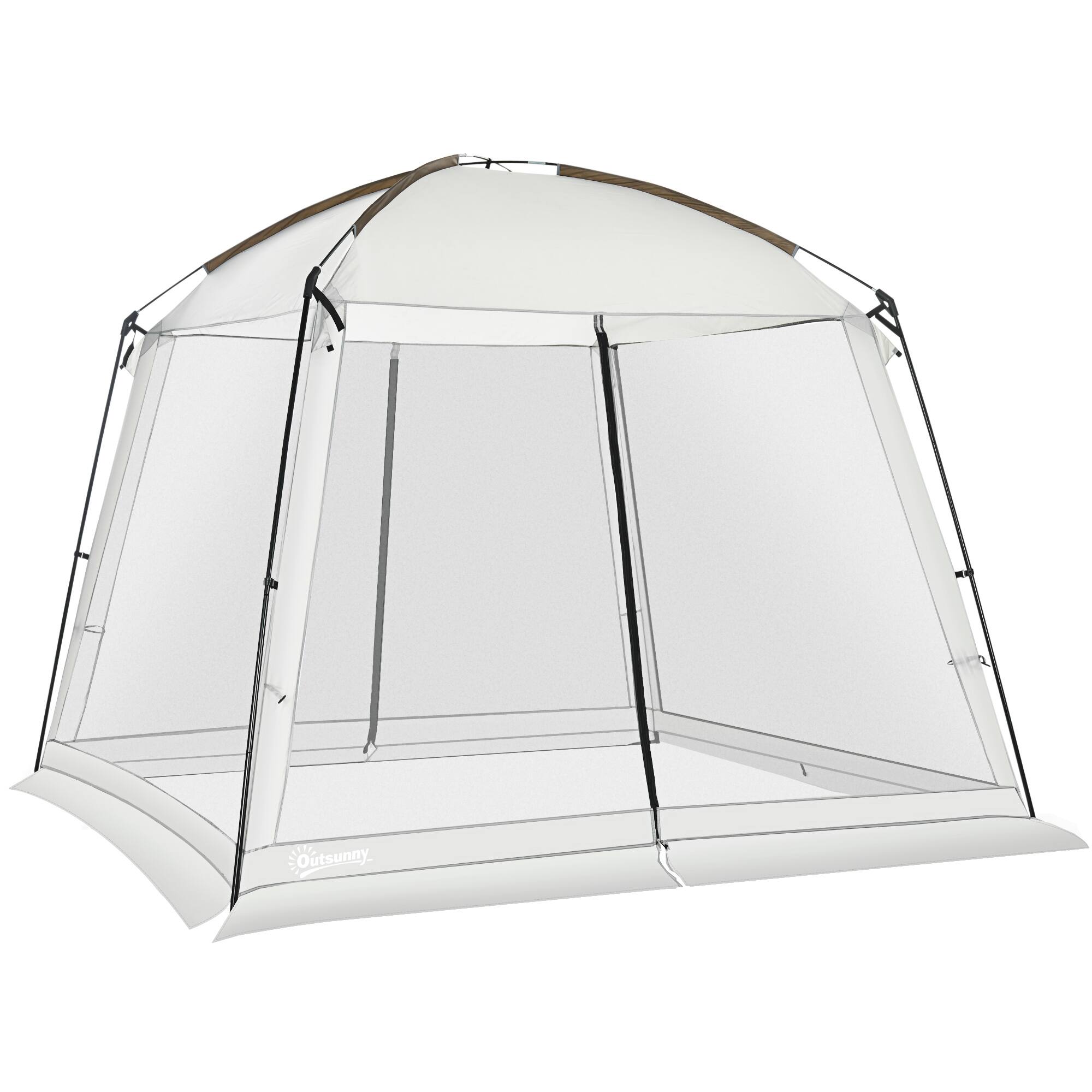 Outsunny - 10' x 10' Screen House Room, UV50+ Screen Tent with 2 Doors and Carry Bag, Easy Setup - White