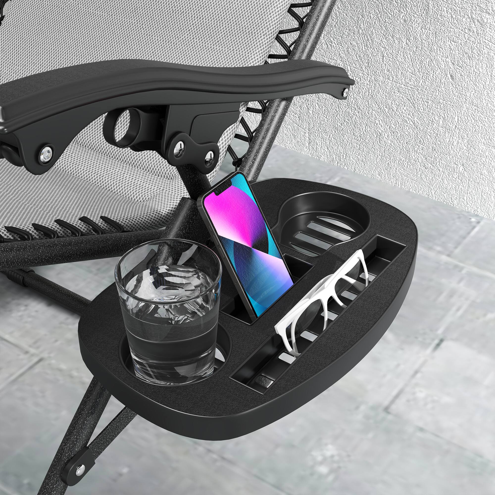 Alt View 8. Outsunny - Zero Gravity Chairs Set of 2, Reclining Folding Zero Gravity Lounge Chair, Outdoor Lounge Chairs with Cushion, Headrest - Light Gray.