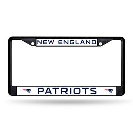 Rico Industries - New England Patriots Metal License Plate Black Frame - Multi