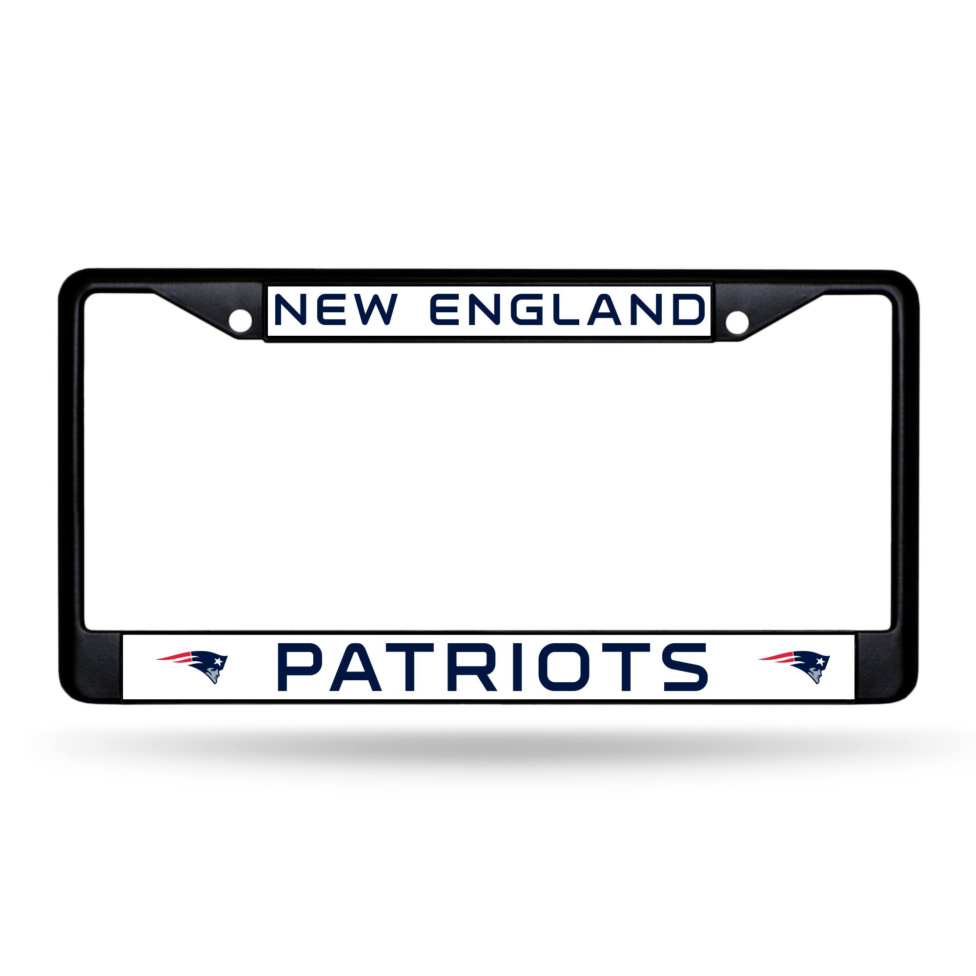 New England Football Patriots Metal License Plate Black Frame