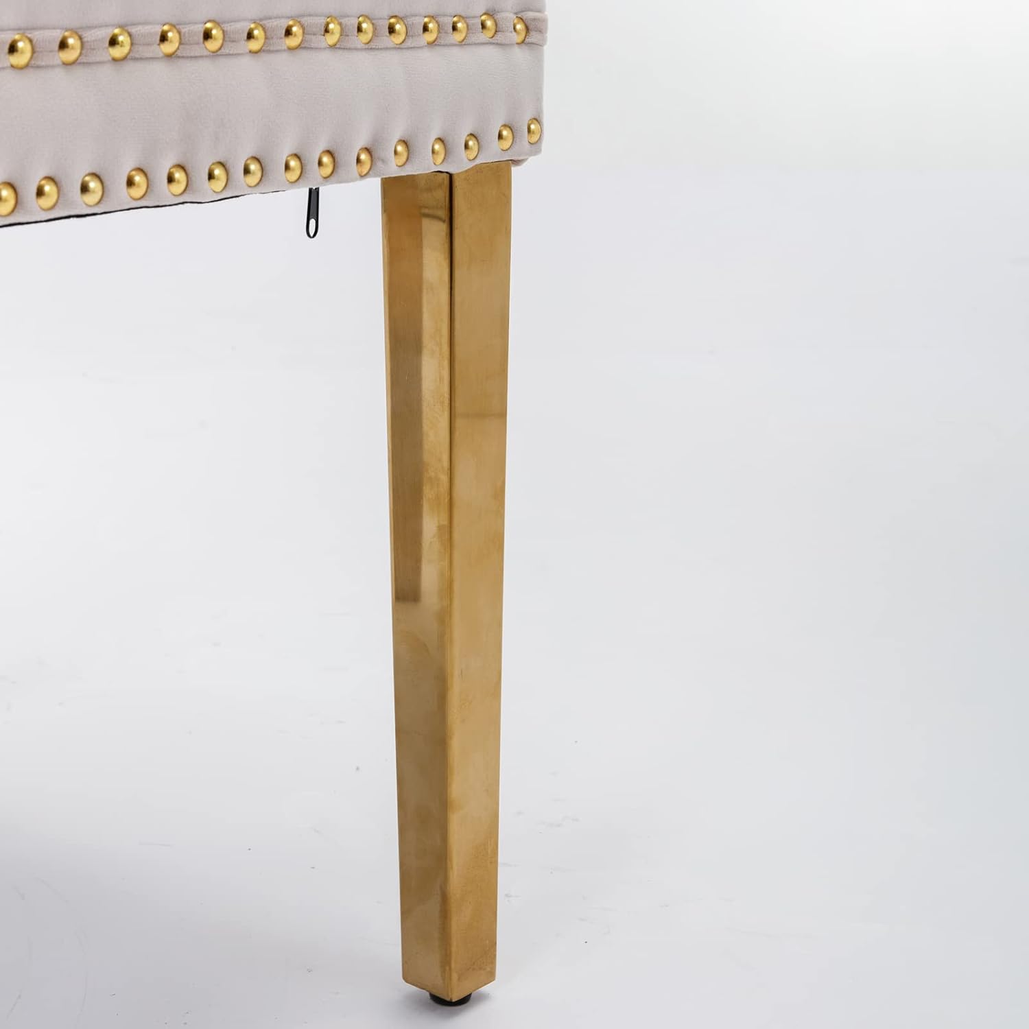 Alt View 5. Trinkets Crazed - Velvet Dining Chair Set of 2 Upholstered Tufted Dining Room Chair with Nailhead Trim - beige-gold.