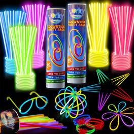 Joyfy - 200 Pcs Glow Sticks Bulk (8 Inch), Glow Necklaces & Bracelets with Connectors Party Favors - Multicolored