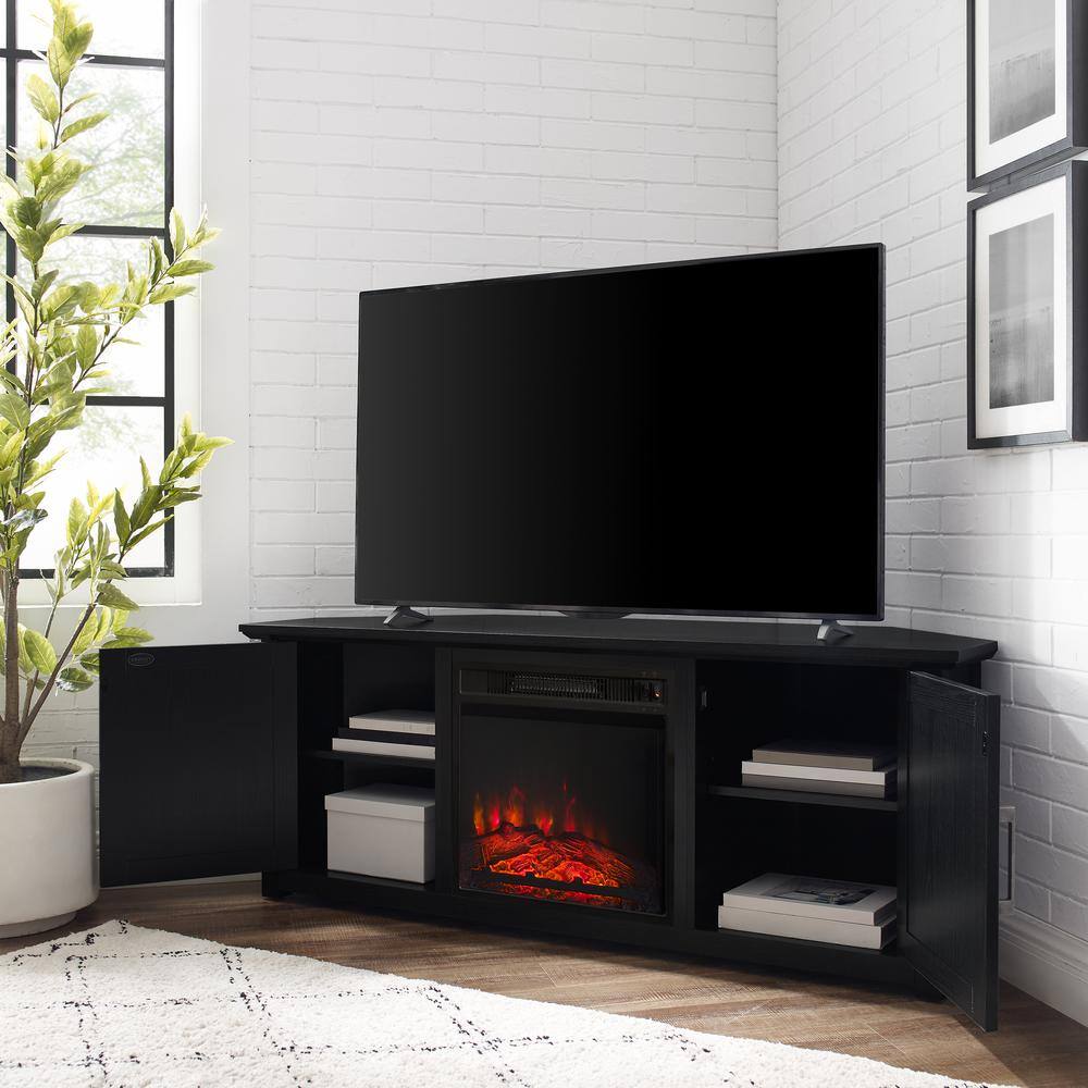 Alt View 4. Crosley Furniture - Camden Corner Fireplace Tv Stand For 65+ Inch Tv - Black.