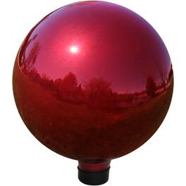 Sunnydaze - Mirrored Glass Gazing Globe - 10 in - Red