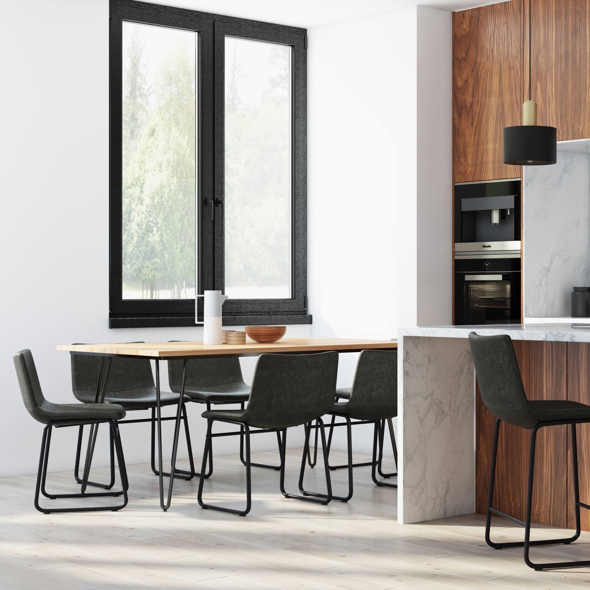 Left Zoom. Simpli Home - Warner Dining Chair (Set of 2) - Distressed Charcoal Grey.