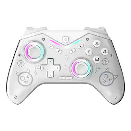 Cluzine - Multi-Device Compatible Wireless Gaming Controller RGB Lighting Vibration for Mobile Console Steam - White