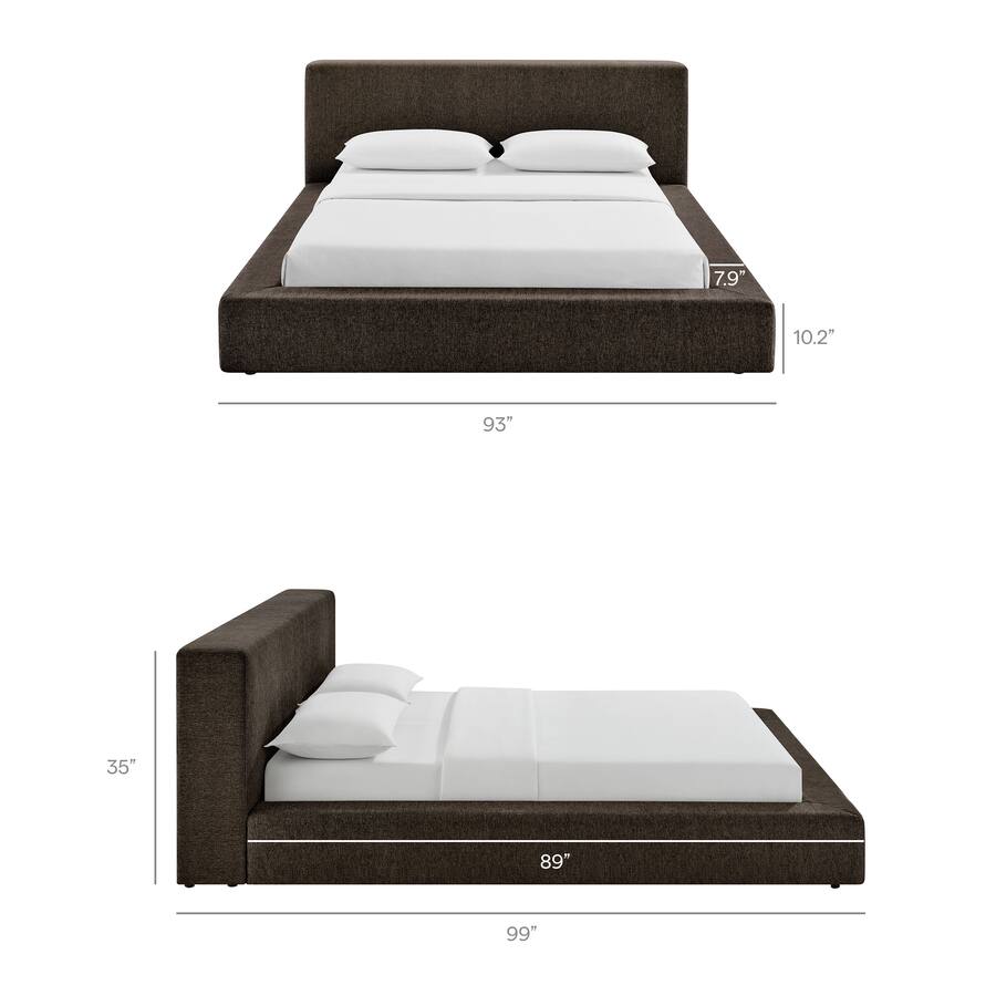 Chair Java Modern Luma Chenille Upholstered King Platform Bed Frame by Modway Java - Best Buy