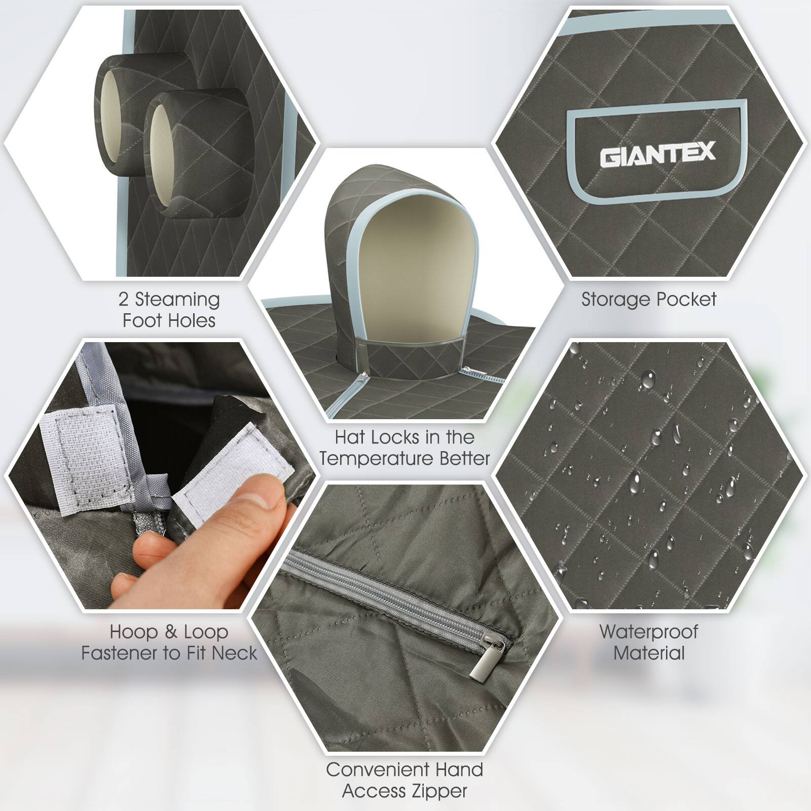 GIANTEX 2 Steaming Foot Holes Storage Pocket Hat Locks in the Temperature Better Hoop & Loop Fastener to Fit Neck Waterproof Material Convenient Hand Access Zipper