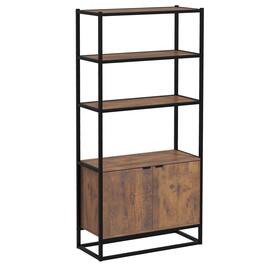 Homcom - Bookcase with Cabinet, 3-Tiers Bookshelf for Storage, Tall Organizer Multifunctional Rack for Living Room Home Office - Brown