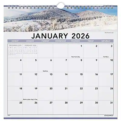 JANUARY 2026
SUNDAY MONDAY TUESDAY WEDNESDAY THURSDAY FRIDAY SATURDAY
DECEMBER 2025 FEBRUARY 2026
1 2 3
4 5 6 7 8 9 10
11 12 13 14 15 16 17
18 19 20 21 22 23 24
25 26 27 28 29 30 31
- January 1, 2026: New Year's Day
- January 8, 2026: Martin Luther King Jr. Day
- January 25, 2026: Full Moon
- January 26, 2026: Australia Day
AT A GLANCE