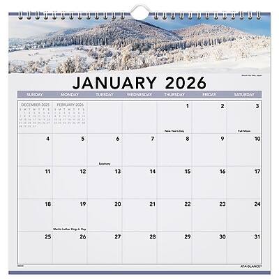 AT-A-GLANCE - 2026 Landscape 12" x 12" Monthly Wall Calendar - Multicolor