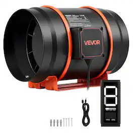 VEVOR - Inline Duct Fan, 807 CFM 8 inch EC Motor Ventilation Fan with 3-Speed Circulation, 10-Speed PWM Controller - Black