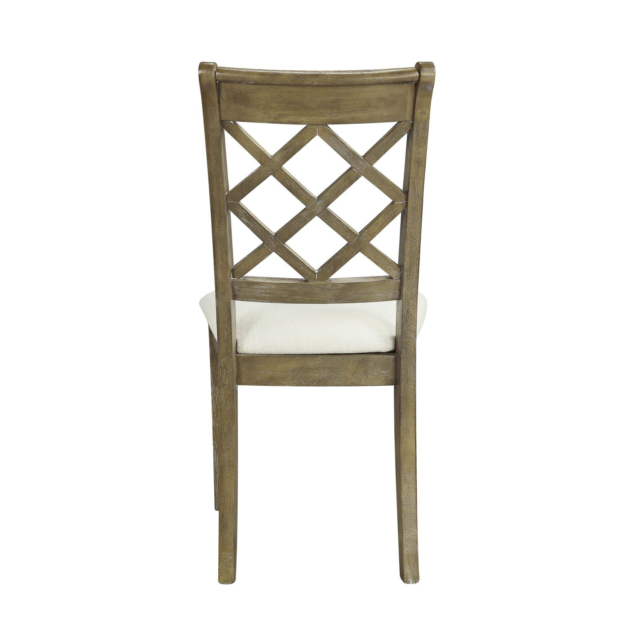 Angle. GOODSILO - Elegant Beige Linen Upholstered Side Chair with Rustic Oak Finish, Set of 2 - Beige+Oak.