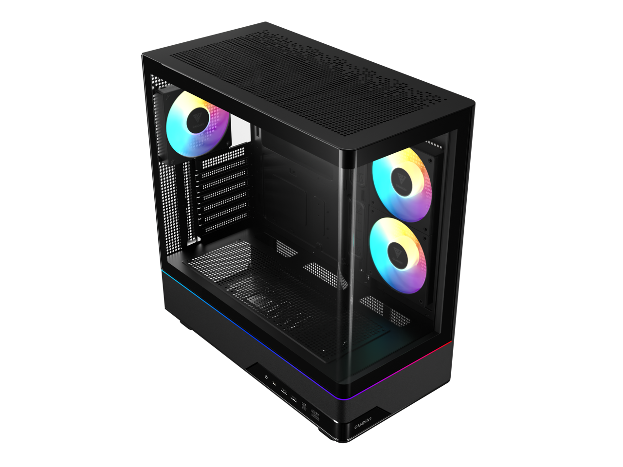 Alt View 1. GAMDIAS - Gamdias ATLAS M5 CG Black ABS / SPCC / Tempered Glass ATX Mid Tower Computer Case - Black.