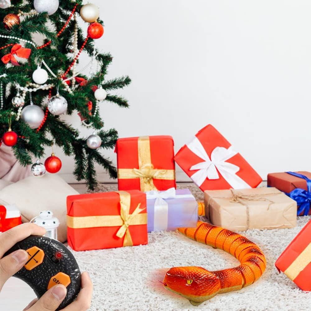 Left. Topteng - ​​RC Anaconda Snake Toy with Infrared Remote Control - Realistic S-Slithering, Tongue & Tail Action, Gift for Kids​.