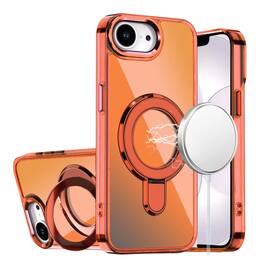 Kitcheniva - Radiant Chrome Magnetic Circle Stand Phone Case With Tempered Glass For iPhone 16e/17e - Cosmic Orange