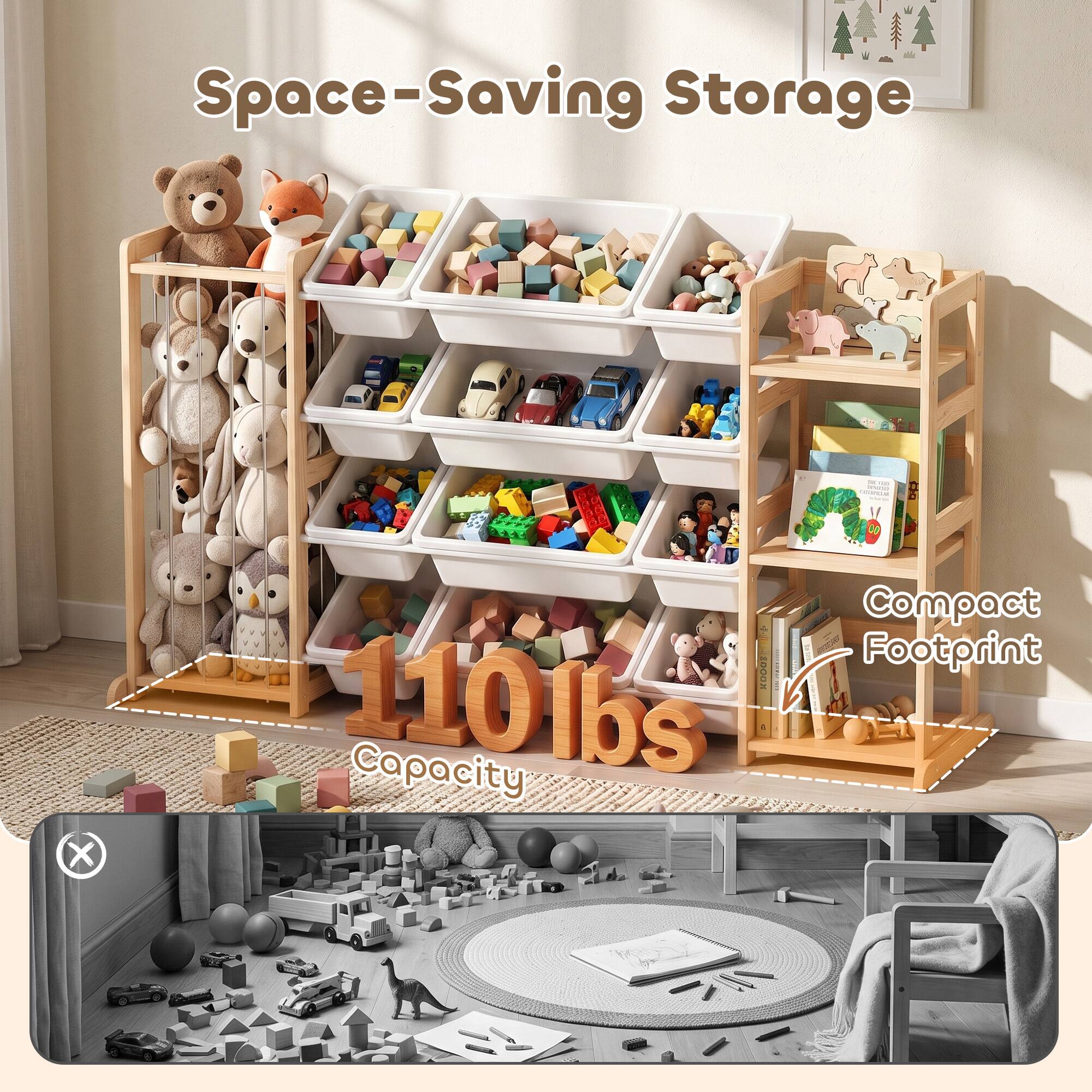 Space-Saving Storage  
Compact Footprint  
110lbs Capacity