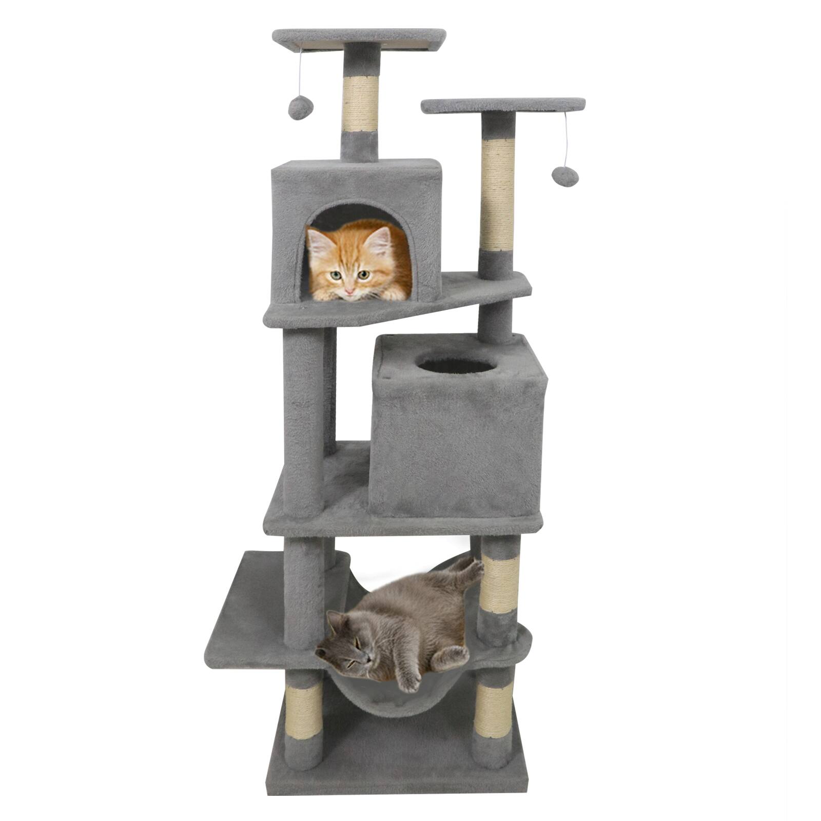 Alt View 9. Gymax - Gymax 57'' Cat Tree for Indoor Cats w/ Dual Condos Hammock Sisal Scratching Posts.