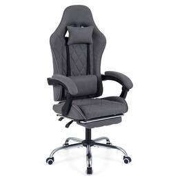 WELLFOR - Gaming Chair Height Adjustable Computer Chair with Headrest and Lumbar Support - Gray