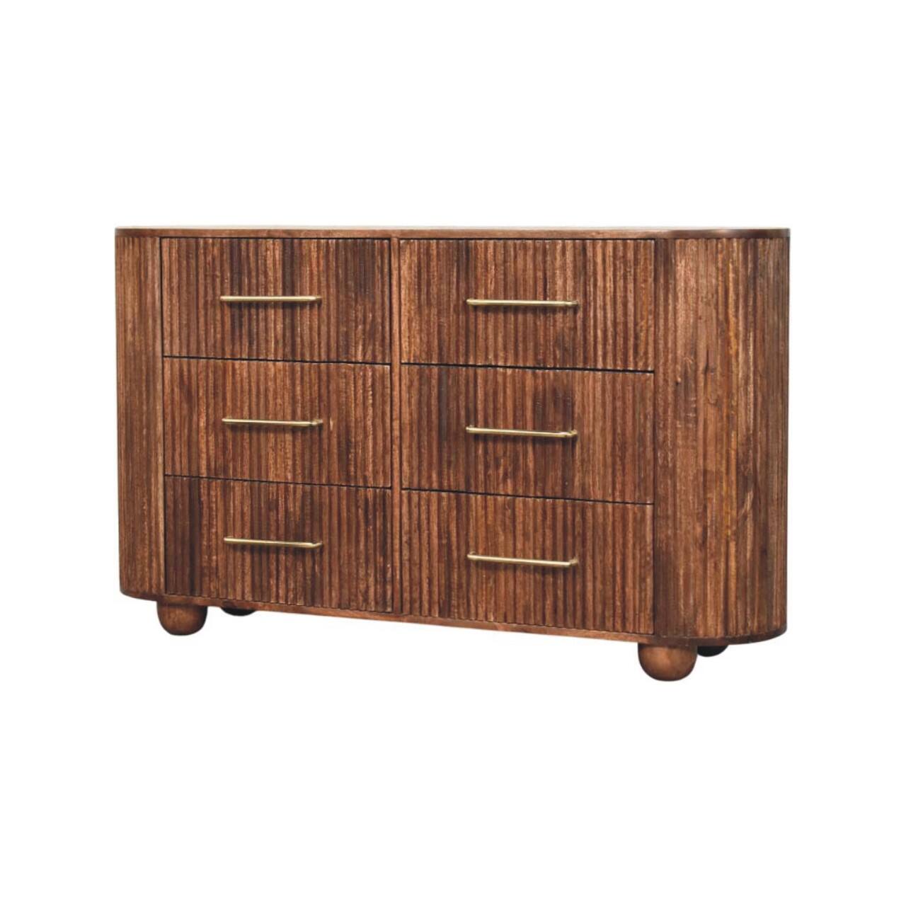 Left. Artisan Furniture - Artisan Furniture Solid Wood Roasted Almond Ridgefront Chest, 6 Drawer, Brown - Brown.