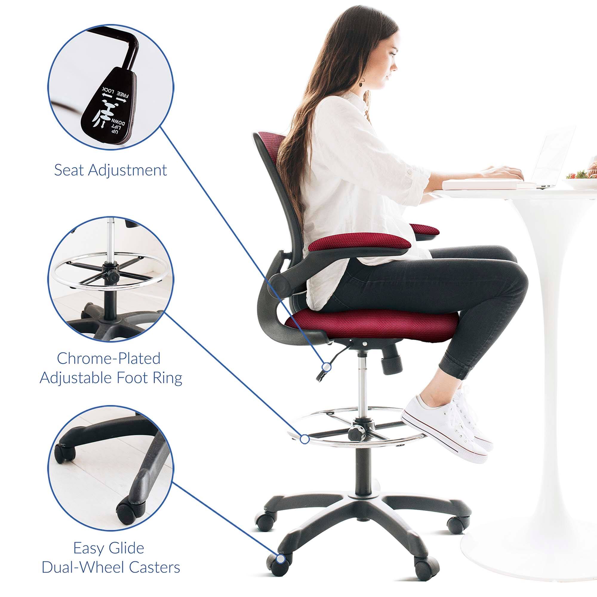 LOCK NMOO LIFT en Seat Adjustment Chrome-Plated Adjustable Foot Ring Easy Glide Dual-Wheel Casters