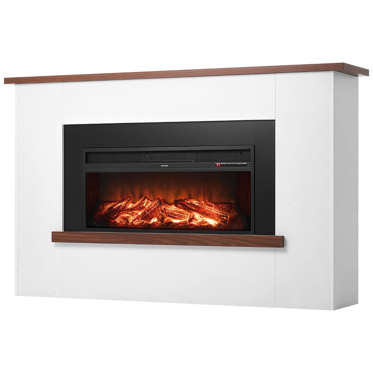 Back. Loheer - Loheer 65.5 inch freestanding electric fireplace with mantel 1500W - Black White.