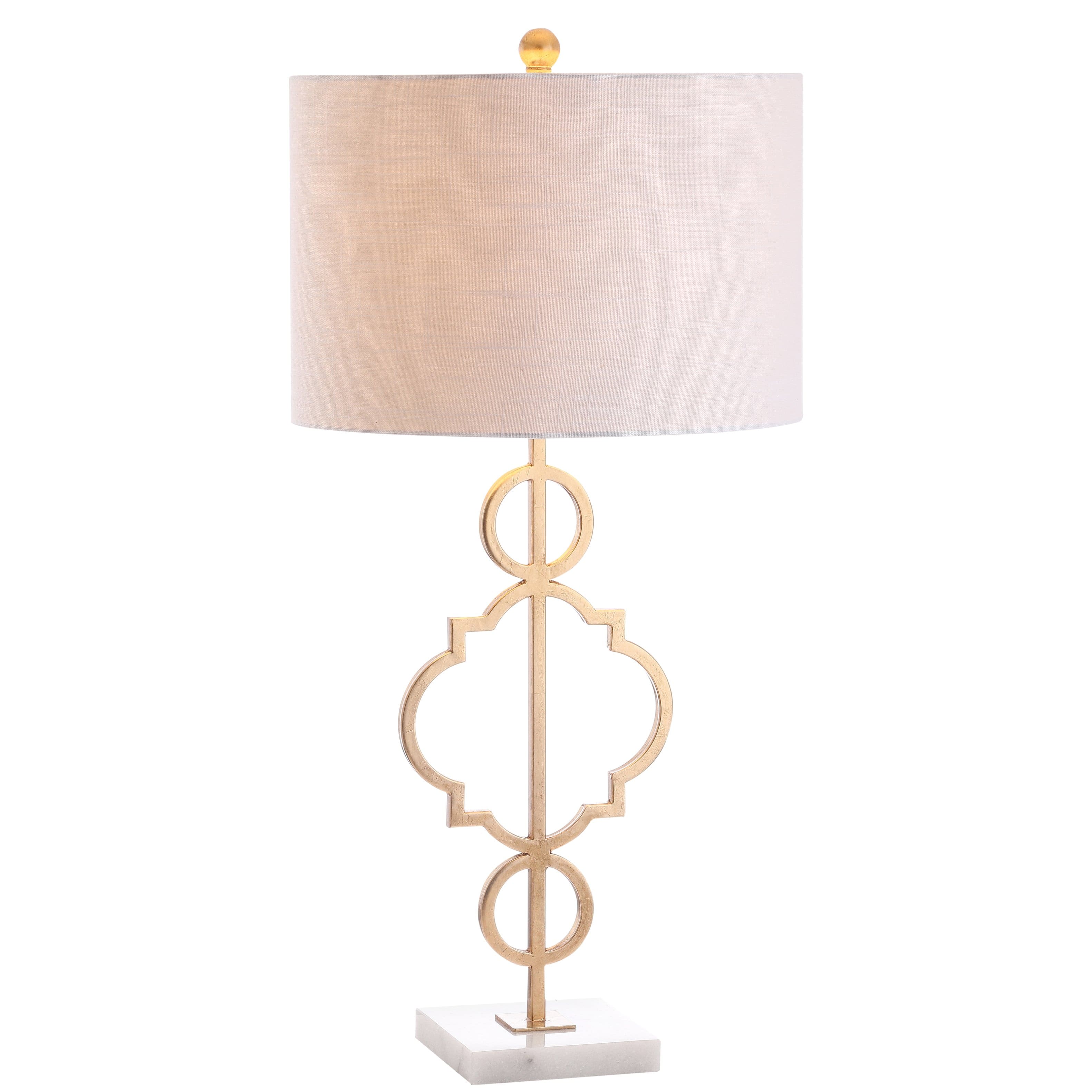 Jonathan Y - July 31" Modern Contemporary Metal LED Table Lamp, Gold Painting - Gold Painting/White