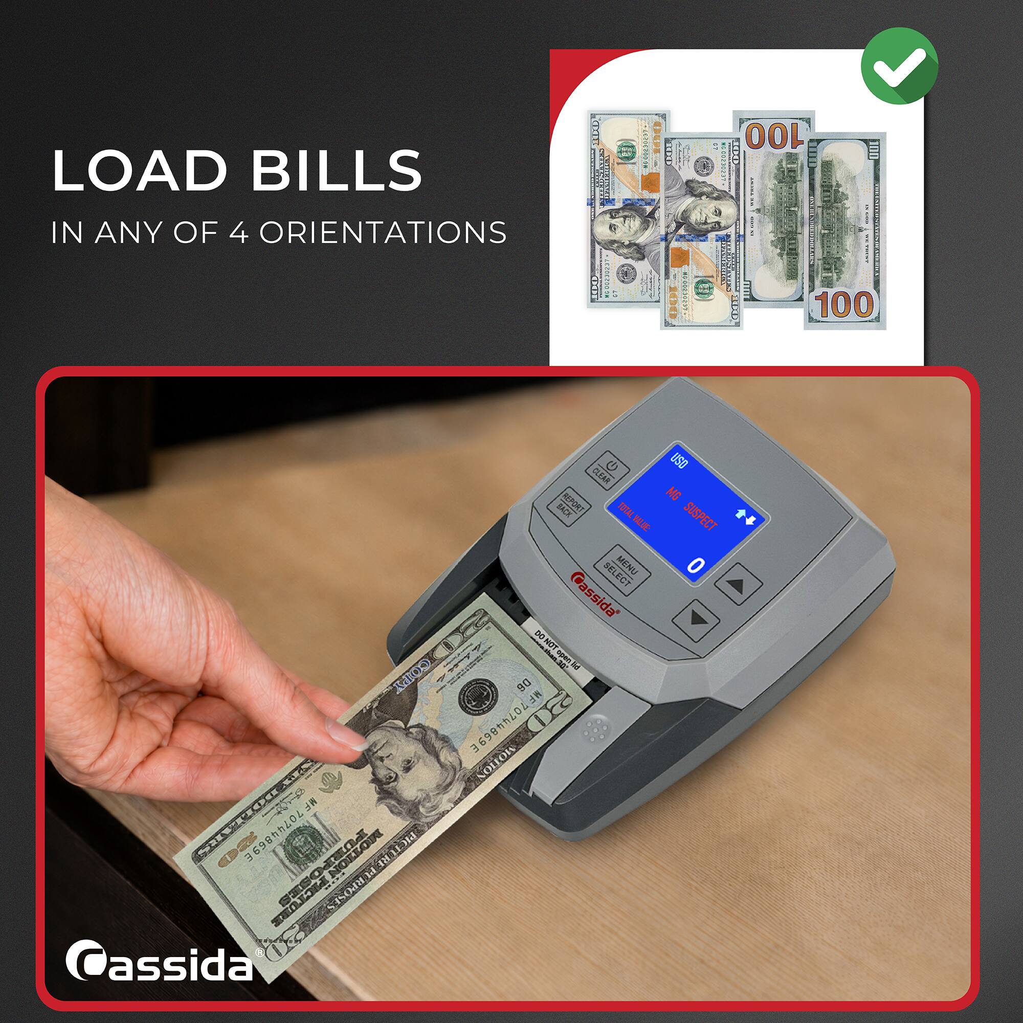 LOAD BILLS IN ANY OF 4 ORIENTATIONS

XIXIXIX MADAY
DURASHOURILLATINAL
1446206200.9M
THACKY
100 100  CREET 100 1000
COY MF DOLLARS 12% 70744869E VOTION FICT OTION REPU PICTI SITS RPOSES Cassida
G CLEAR BACK REPORT SELECT SEL MENU Cassida 00 NOT  open PH D6 MF 70744869E MOTION
USD SUSPECT