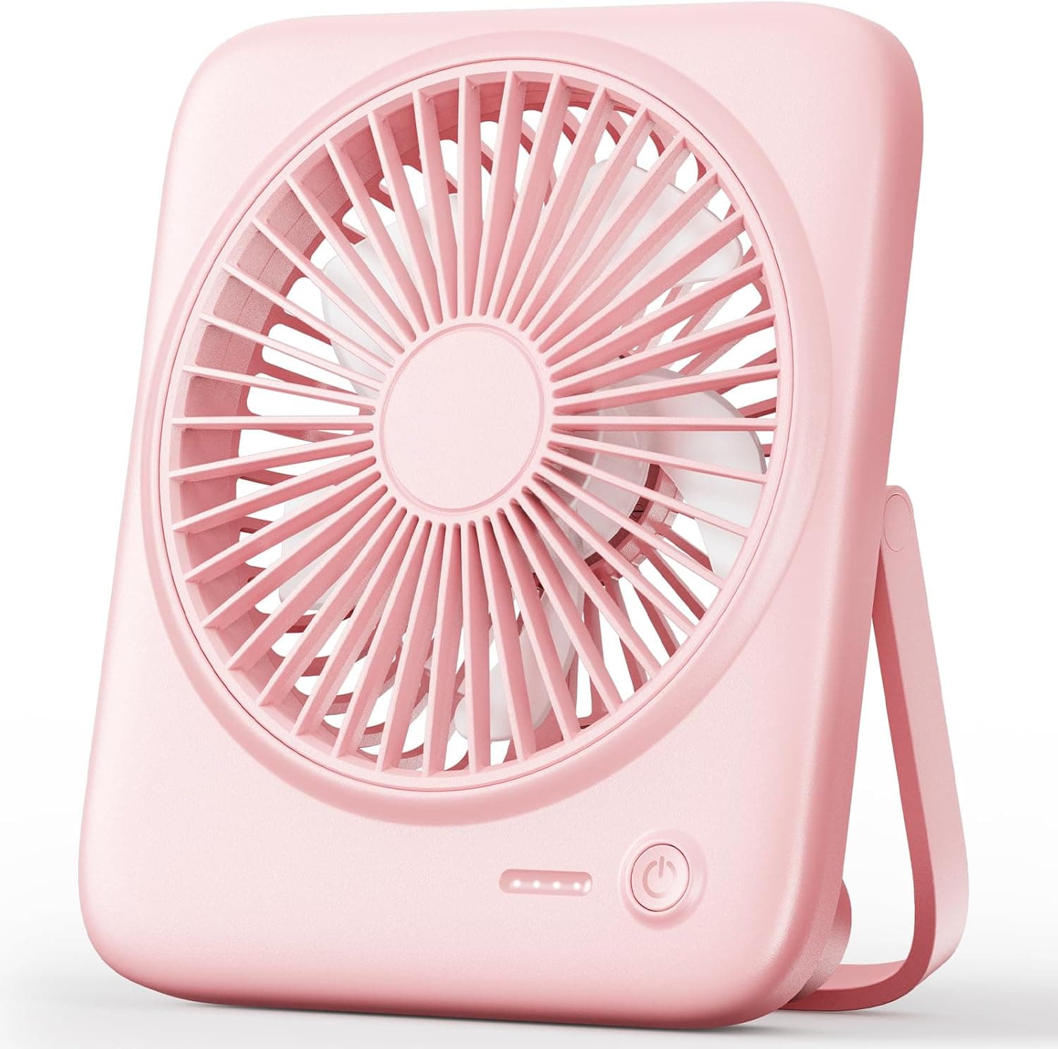 FINEAK - 4000mAh 6.5 Inch Quiet Desk Fan - 4-Speed Rechargeable Pink