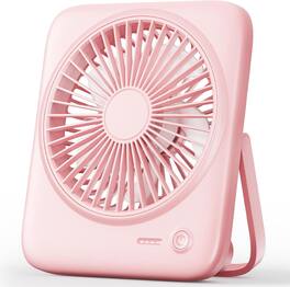 FINEAK - 4000mAh 6.5 Inch Quiet Desk Fan - 4-Speed Rechargeable Pink