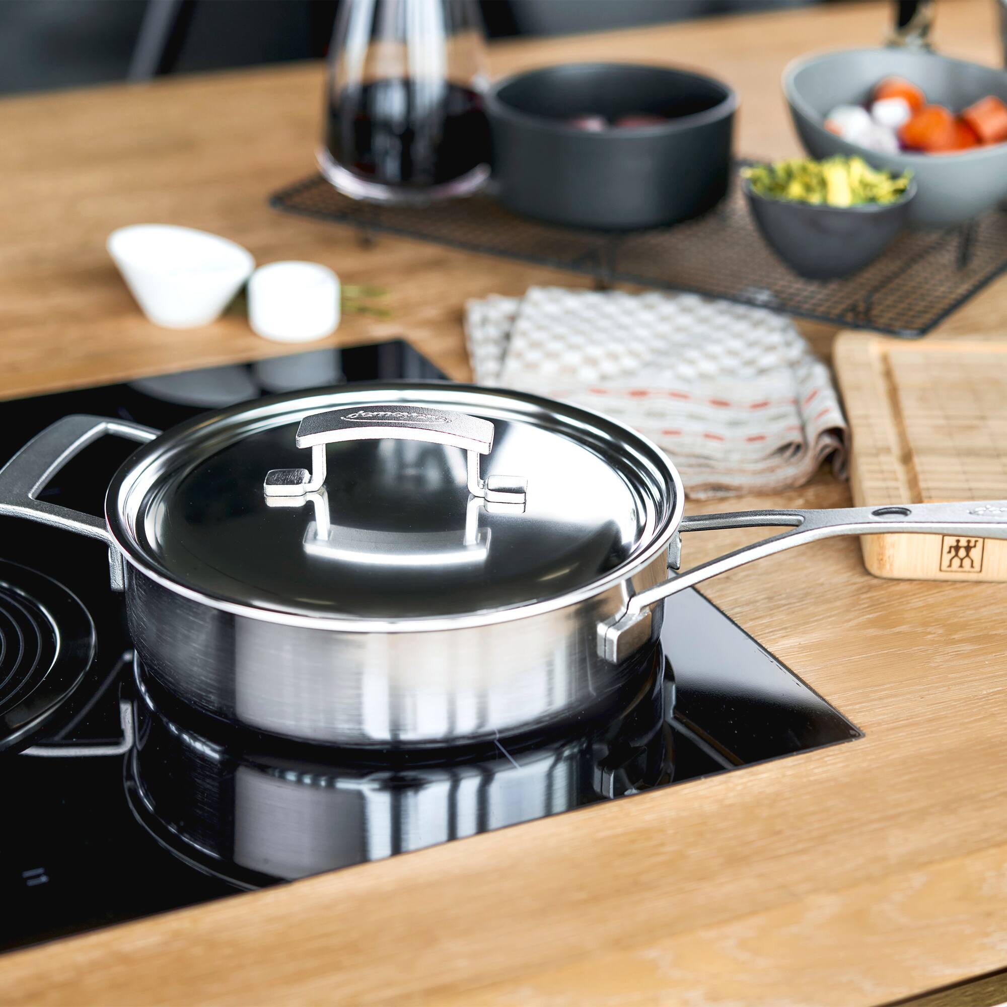 Alt View 5. Demeyere - Demeyere Industry 5-Ply 3-qt Stainless Steel Saute Pan with Handle Helper - Stainless Steel.