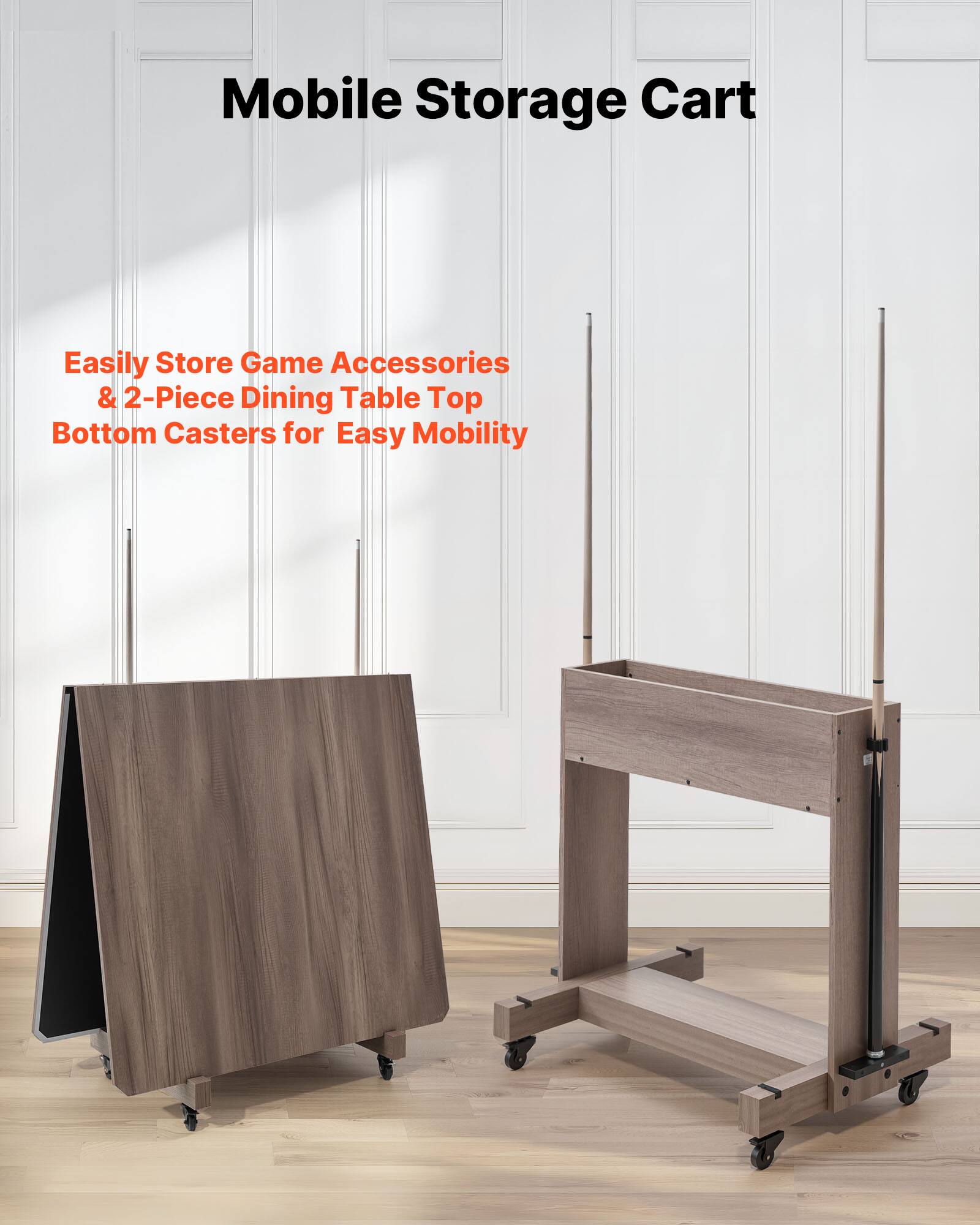 Mobile Storage Cart

Easily Store Game Accessories & 2-Piece Dining Table Top Bottom Casters for Easy Mobility