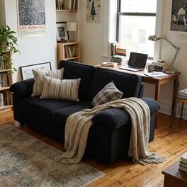 Anysun - 78.7" Velvet 2-Seat Storage Loveseat - Space-Saving Compact Couch for Small Apartments. - Black