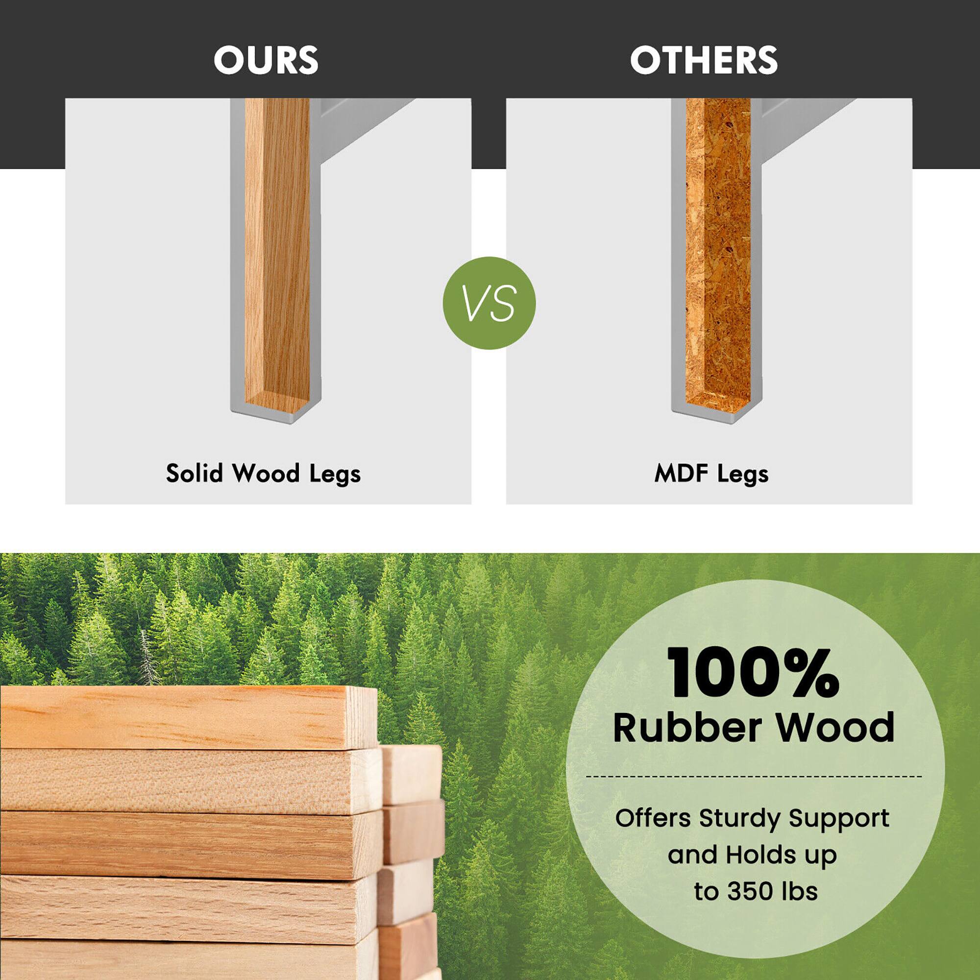 OURS OTHERS VS Solid Wood Legs MDF Legs 100% Rubber Wood Offers Sturdy Support and Holds up to 350 lbs