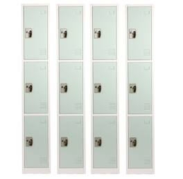 AdirOffice - Storage Locker 629-Series 72" H 3-Tier Steel Compartment Key Lock Locker with Key Lock, 4/Pack - Misty Green