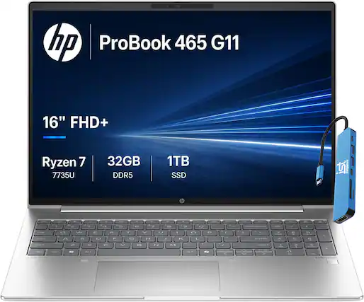 hp ProBook 465 G11
16" FHD+
Ryzen 7 7735U
32GB DDR5
1TB SSD