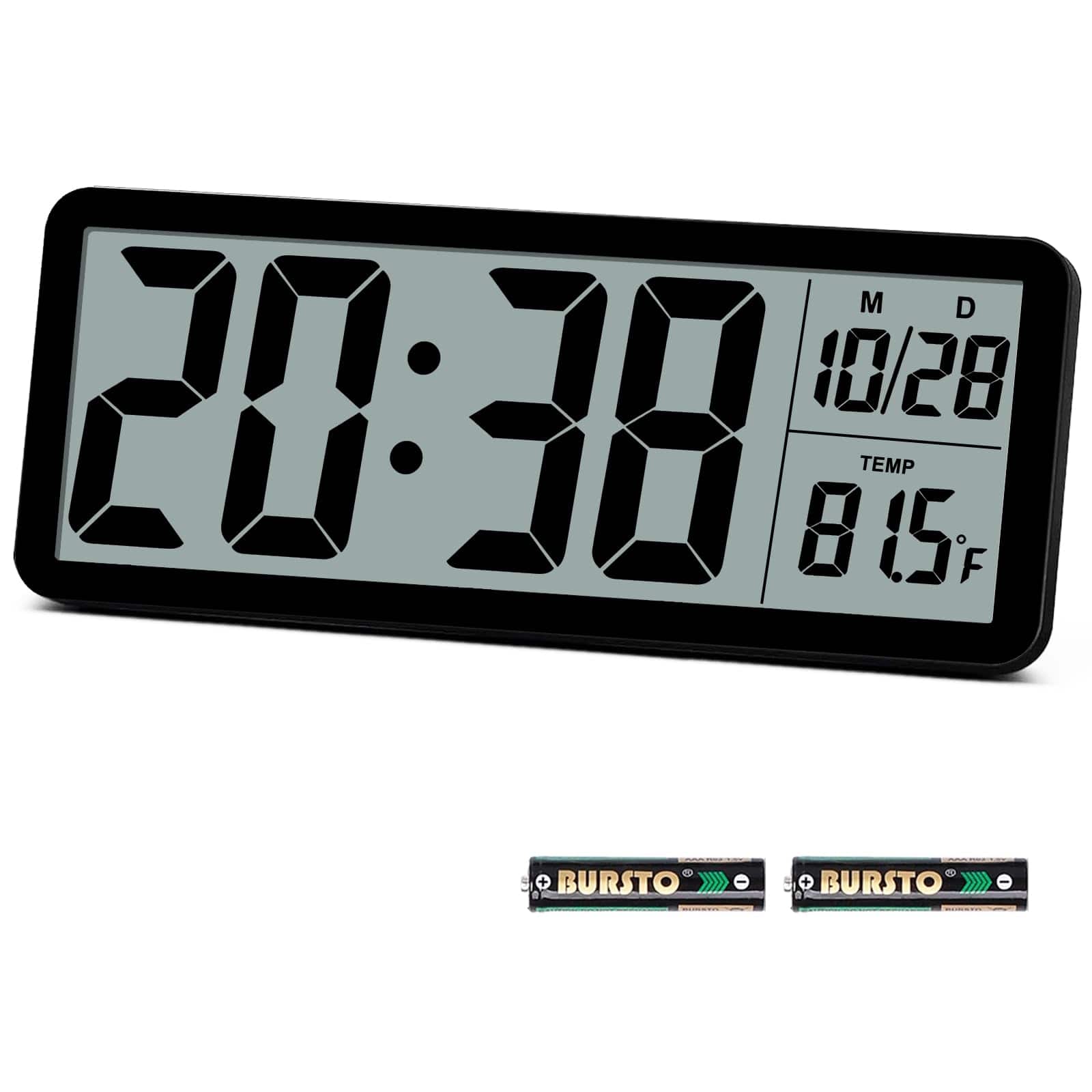 Dazzed Corner - Digital LCD Wall Clock, Desk Clock - Black