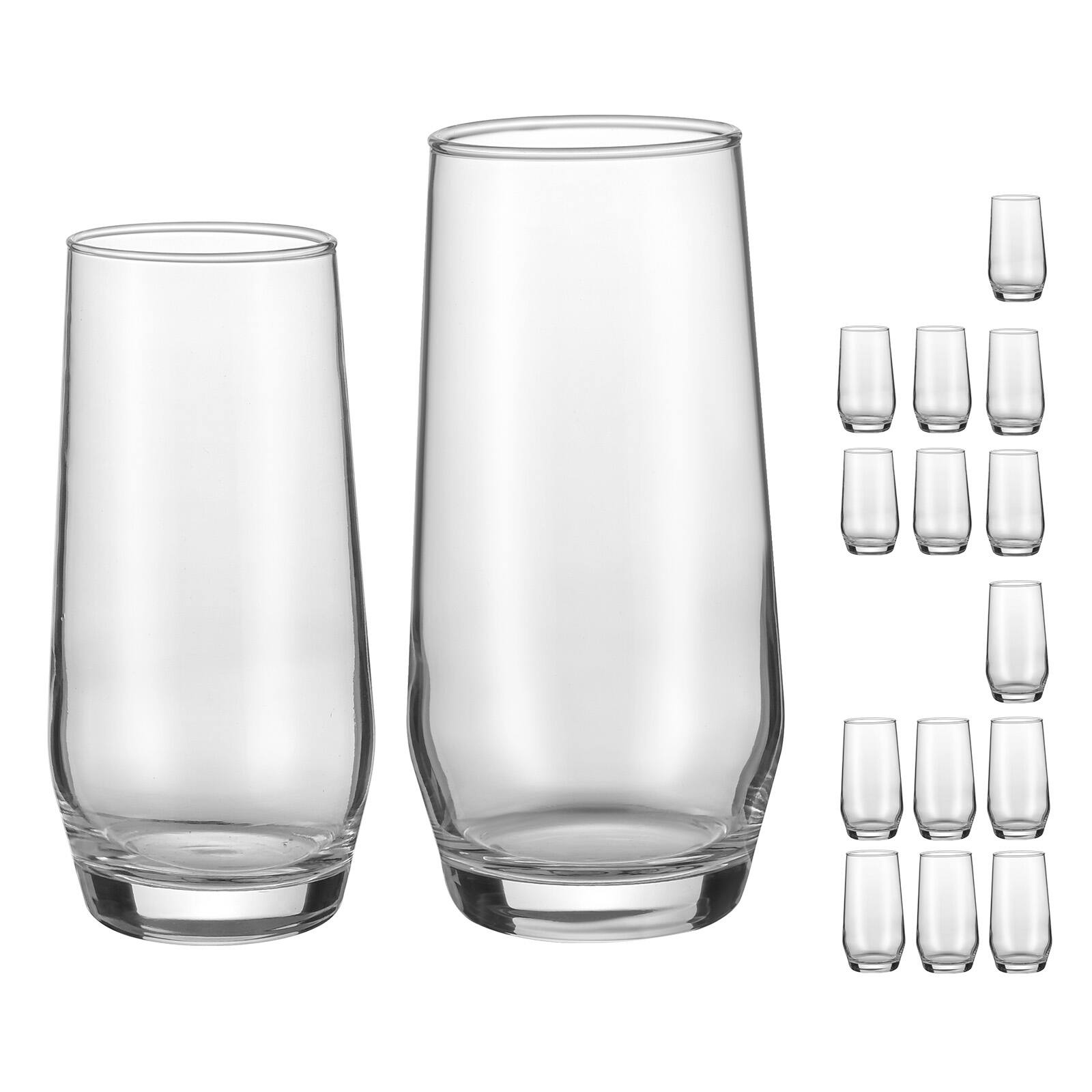 Alt View 5. VEVOR - 16-Piece Drinking Glasses Set, Crystal Glassware Collection, Includes 8 Highball Glasses (18.26 Oz) - Transparent.